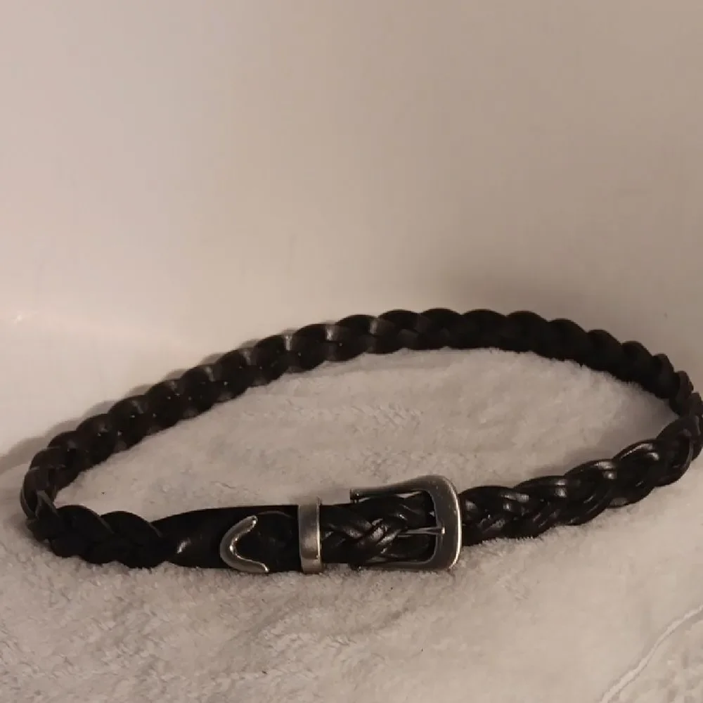 Braided Black Leather Belt